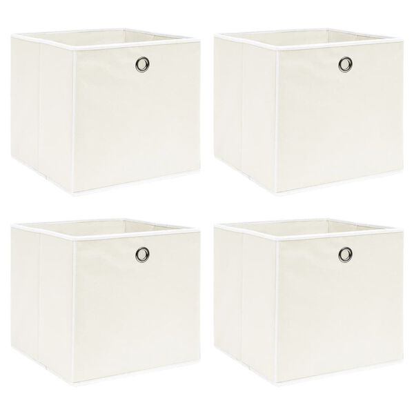 vidaXL Storage Box Set of 4 White Non-woven fabric (100% polyester)