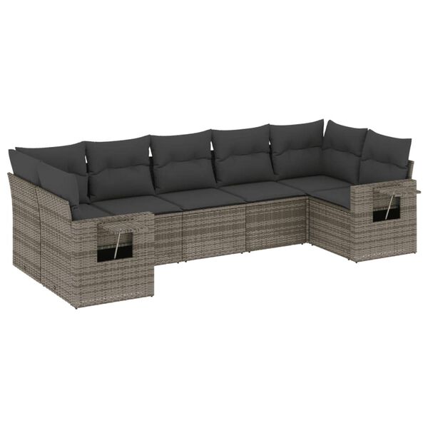 vidaXL Garden Sofa Set Grey PE rattan, powder-coated steel 7 Piece