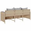 vidaXL Patio Sofa with Cushions 3-Seater Beige Poly Rattan