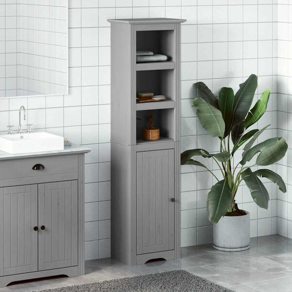 vidaXL Bathroom Cabinet Grey Solid pine wood, engineered wood, metal