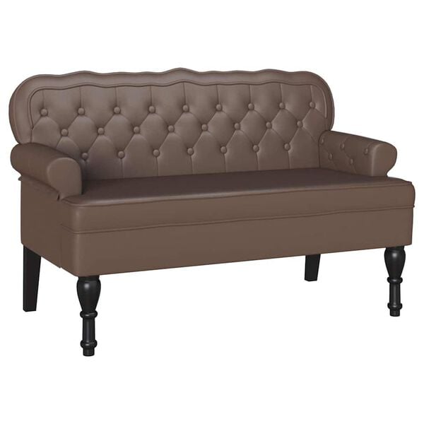 vidaXL Chesterfield Bench Brown 47.05 x 25.39 x 29.53 in Faux Leather