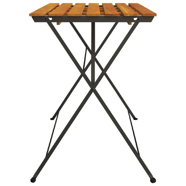 vidaXL Folding Bistro Table Natural wood and black Solid Acacia wood, Steel
