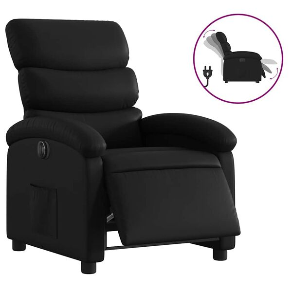 vidaXL Electric Recliner Chair Black Faux leather, Metal, Plywood Standard