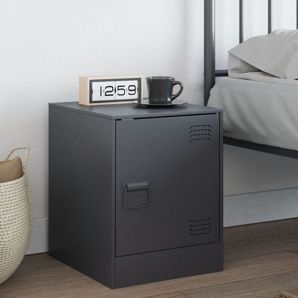 vidaXL Bedside Cabinet Anthracite Cold-rolled steel Medium Storage
