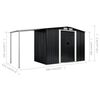 vidaXL Garden Shed Anthracite Galvanized Steel Large Sliding Components