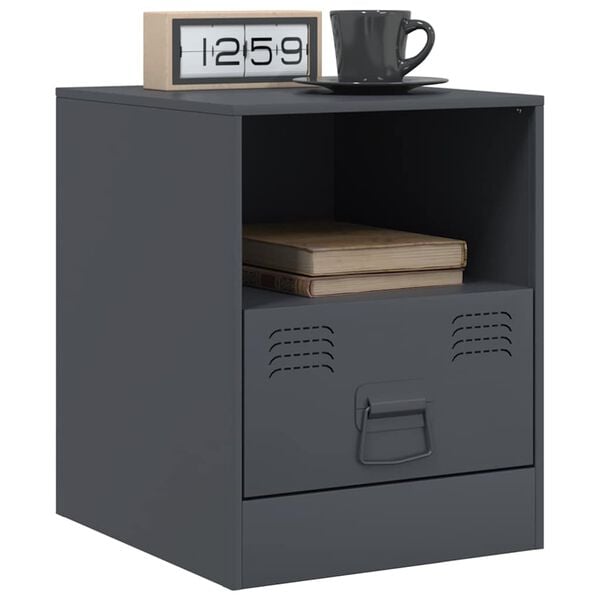vidaXL Bedside Cabinet Set of 2 Anthracite Cold-rolled steel