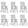vidaXL Patio Chair Set of 6 Gray Solid acacia wood, 100% polyester