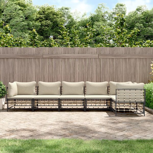 vidaXL Garden Lounge Set Anthracite Poly rattan Large Modular