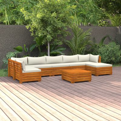 vidaXL 8 Piece Patio Lounge Set with Cushions Solid Acacia Wood