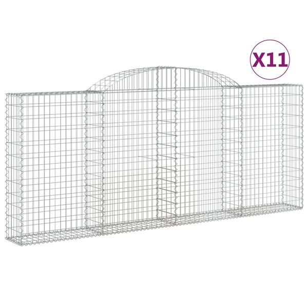 vidaXL Gabion Basket Set of 11 Silver Galvanized Iron Extra Large
