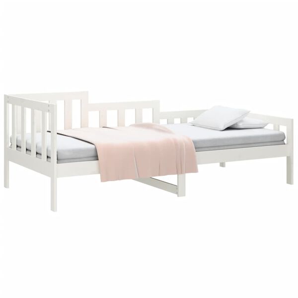 vidaXL Day Bed White Solid pine wood Twin Day Bed Rectangular