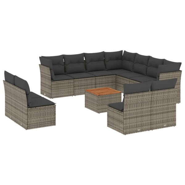 vidaXL Garden Sofa Set Grey PE rattan Large Modular Garden Sofa Set