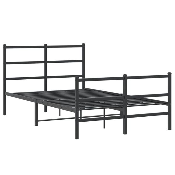 vidaXL Bed Frame Black Powder-Coated Steel Double Bed Frame