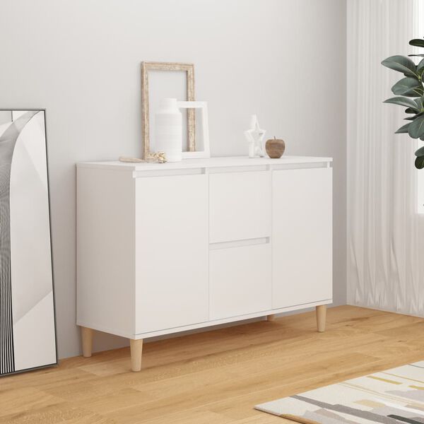vidaXL Sideboard White Engineered wood, Solid eucalyptus wood Medium