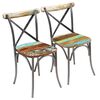 vidaXL Dining Chair Set of 2 Multicolor Solid reclaimed wood and steel