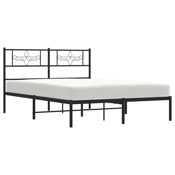 vidaXL Bed Frame Black Powder-Coated Steel 63 x 79 in Bed Frame