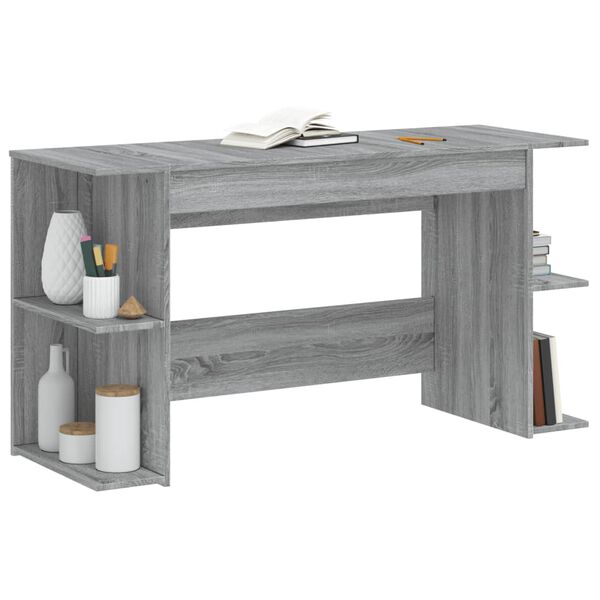 vidaXL Desk Grey Sonoma Engineered Wood Medium Computer Desk
