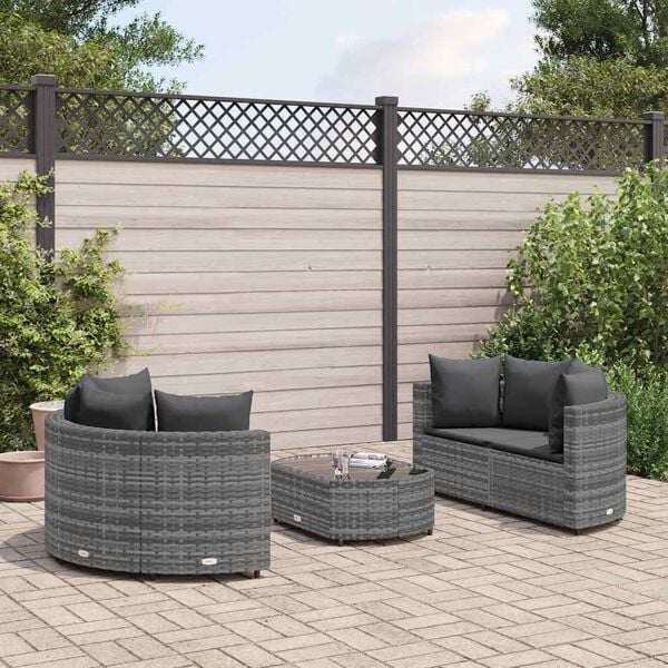 vidaXL Patio Sofa Set Set of 5 Gray