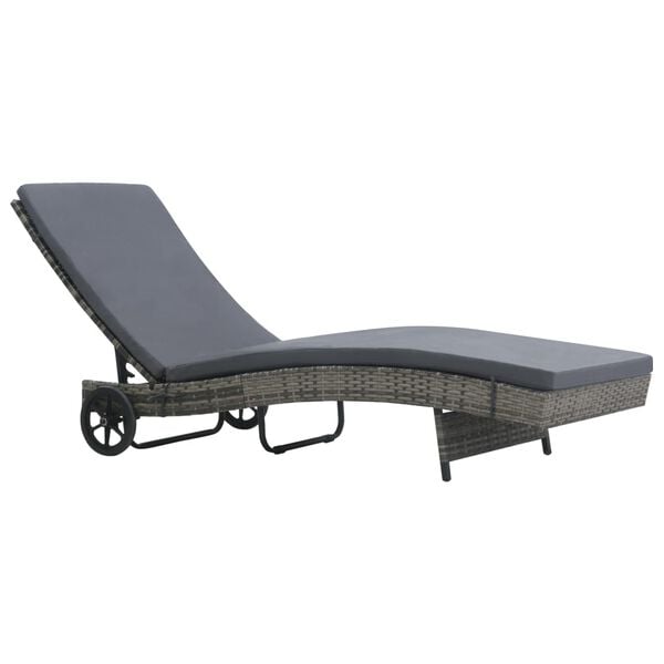 vidaXL Sunlounger Anthracite PE (Polyethylene) Rattan Large