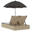 vidaXL Double Sun Lounger Beige PE Rattan, Powder-Coated Steel Large