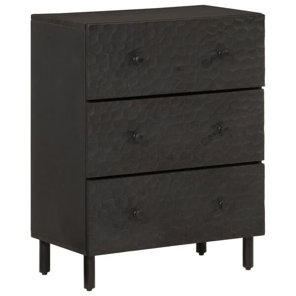 vidaXL Side Cabinet Set of 2 Black Solid mango wood, engineered wood, iron