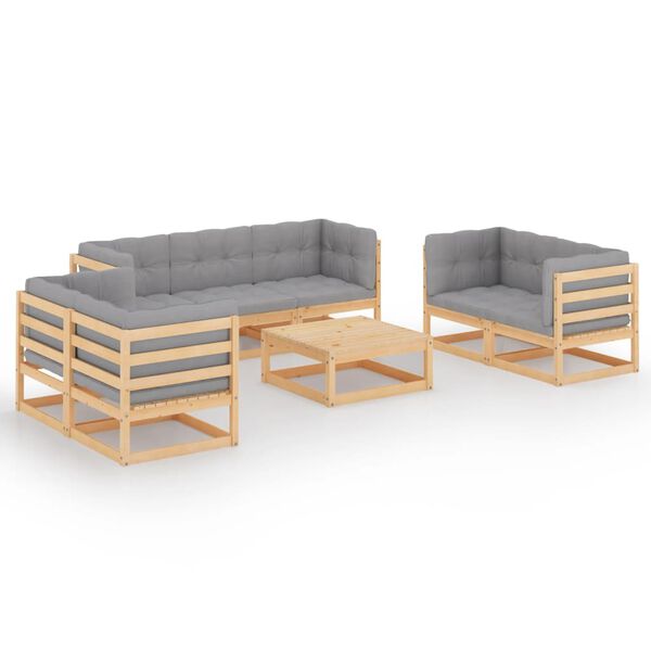 vidaXL Garden Lounge Set Natural Solid pinewood Medium Modular