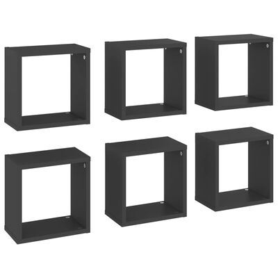 vidaXL Wall Cube Shelves 6 pcs Gray 10.2"x5.9"x10.2"