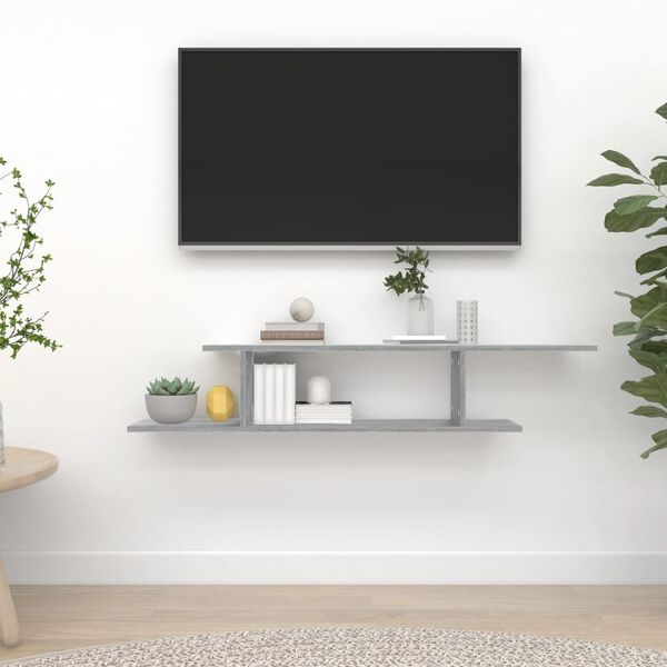 vidaXL Wall-mounted TV Shelf Grey sonoma Engineered Wood