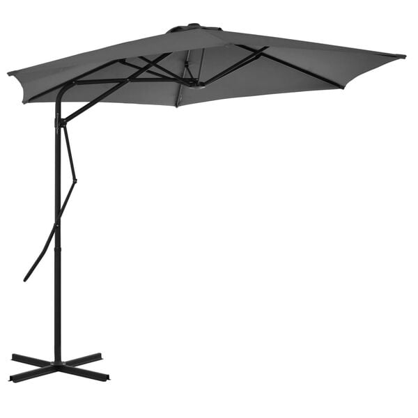 vidaXL Garden Parasol Anthracite Polyester, Steel Large Rotatable