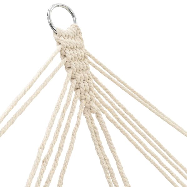 vidaXL Hammock Cream Cotton and Polyester Blend with Wooden Bar Large