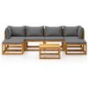 vidaXL Garden Lounge Set Dark grey cushions, Natural wood