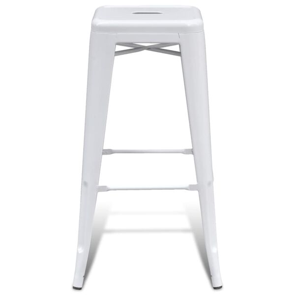vidaXL Bar Stool Set of 2 White Steel 16.9 x 16.9 x 29.9 in Footrest