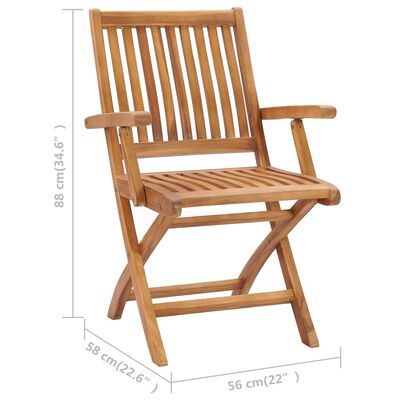 vidaXL Folding Patio Chairs with Cushions 4 pcs Solid Teak Wood