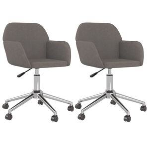 vidaXL Swivel Dining Chair Set of 2 Dark Gray Polyester, Metal, Plywood