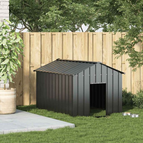 vidaXL Dog House Anthracite Galvanized Steel 44.5 x 60.2 x 39.8 in