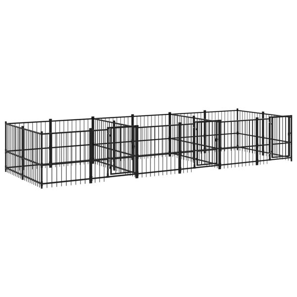 vidaXL Dog Kennel Black Powder-coated Steel Large Durable Dog Kennel