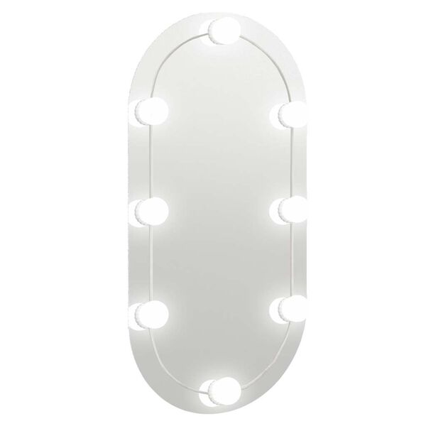 vidaXL Mirror With Led Light Silver Glass 31.5 x 15.7 in