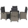 vidaXL Garden Dining Set with Cushion 5 pcs Grey Poly Rattan