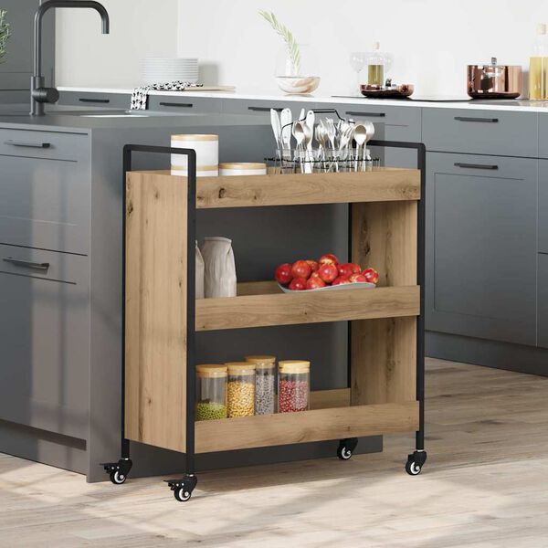 vidaXL Kitchen Trolley Artisan Oak 27.56 x 11.81 x 32.28 in