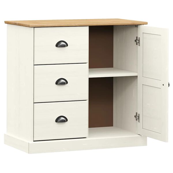 vidaXL Sideboard White Solid pine wood, engineered wood, metal Compact