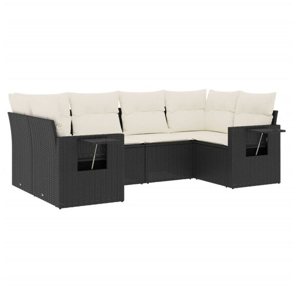 vidaXL Garden Sofa Set Black, Cream White