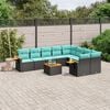 vidaXL 10 Piece Patio Sofa Set with Cushions Black Poly Rattan (US only)