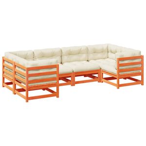 vidaXL Garden Sofa Set Wax Brown Solid Pine Wood 6 Piece Modular