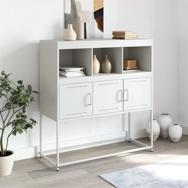 vidaXL Sideboard White Cold-rolled steel Medium Sideboard Rectangular