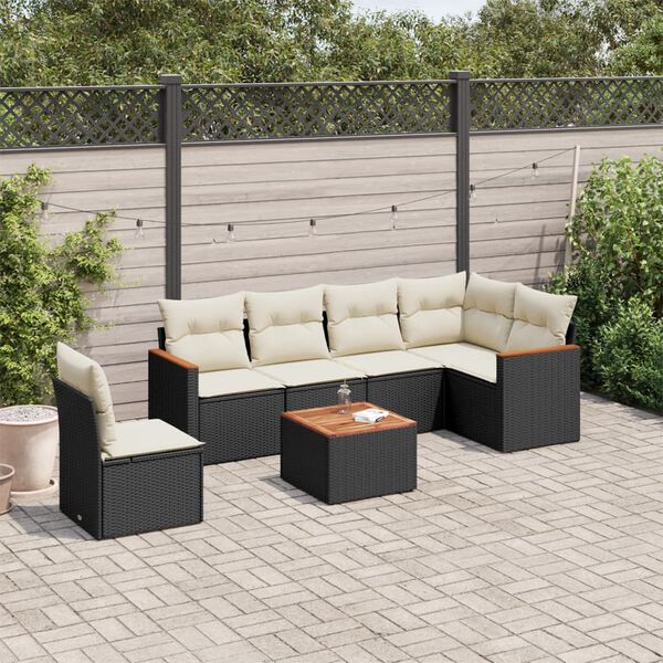 vidaXL Garden Sofa Set Black, Cream White