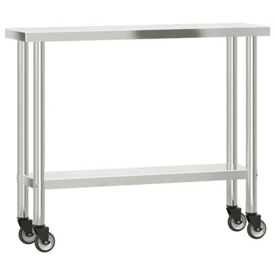 vidaXL Kitchen Work Table with Overshelf 43.3"x11.8"x59.1" Stainless Steel
