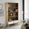 vidaXL Bookcase Brown and White Solid pine wood, engineered wood Medium