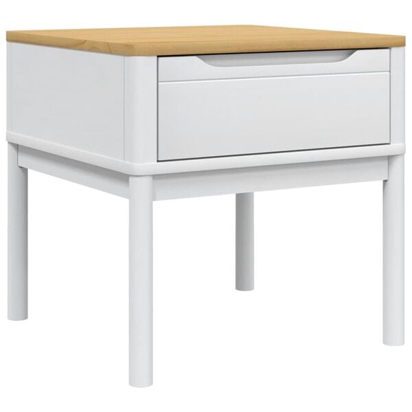 vidaXL Lamp Table White Solid Pine Wood Small Lamp Table Square