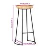 vidaXL Bar Stool Set of 2 Natural, Black