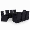 vidaXL Garden Dining Set Black PE rattan, powder-coated steel, glass Large